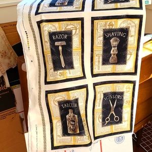 BARBERSHOP  "Close Shave" Sewing Quilting Crafting Fabric Panels 100% Cotton WOW